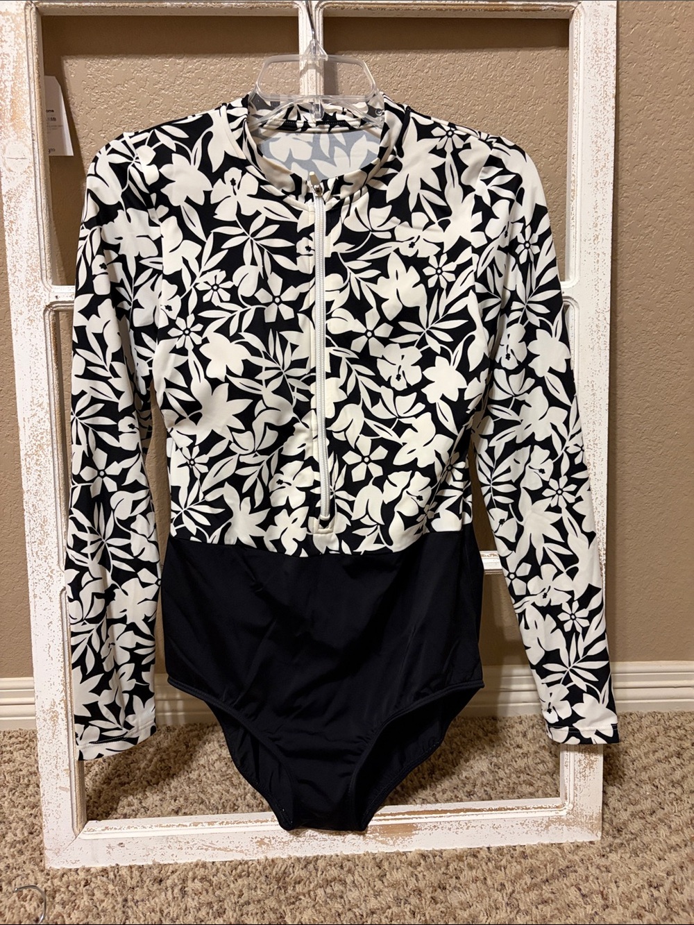 Lands' End - Women's Tugless Long Sleeve Rash Guard One Piece Swimsuit